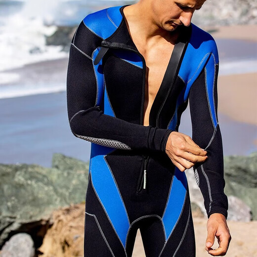 Zailu men's and women's one-piece wetsuit warm swimsuit swimming and surfing wetsuit black gray front zipper L150 XL XL