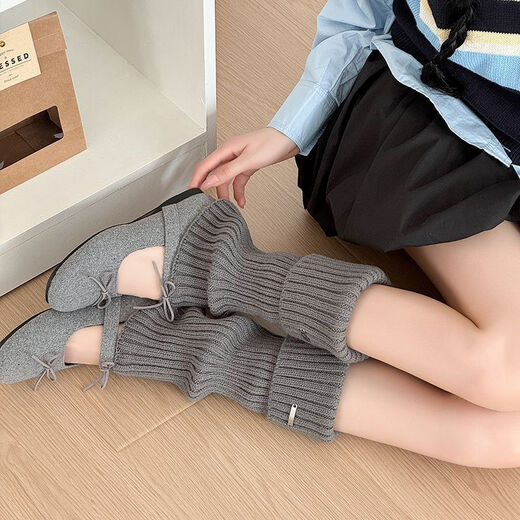 Zhuanying white metal pile socks women's autumn and winter knitted socks versatile y2k wear leg warmer socks wholesale white one size