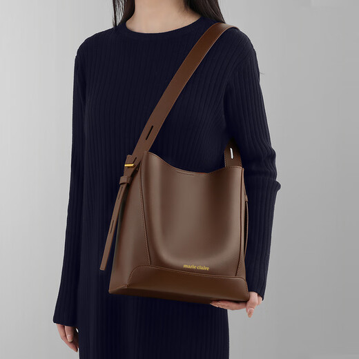 Marie Claire bag women's 2025 young luxury women's bucket bag shoulder bag for wife and girlfriend birthday gift high-end brown brand gift box