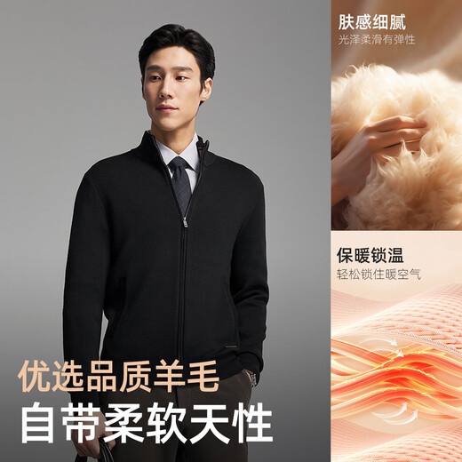 YOUNGOR sweater men's wool blended stand-up collar sweater jacket cardigan suede plump warm and comfortable 2025 new product dark gray VWHW619962CLA XL 110cm (recommended 165-180Jin Jin equals 0.5 kg)