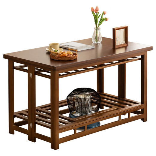 Trojan fire table household new folding rectangular fire rack simple winter kang table heating coffee table dining table with temperature control stove double-sided gallbladder removal 120 walnut color (thickened pure bamboo foldable)