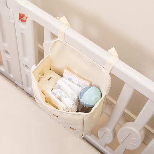 Fantasy crib hanging storage splicing bed diaper storage hanging basket fence storage basket diaper table side storage beige bear storage hanging bag
