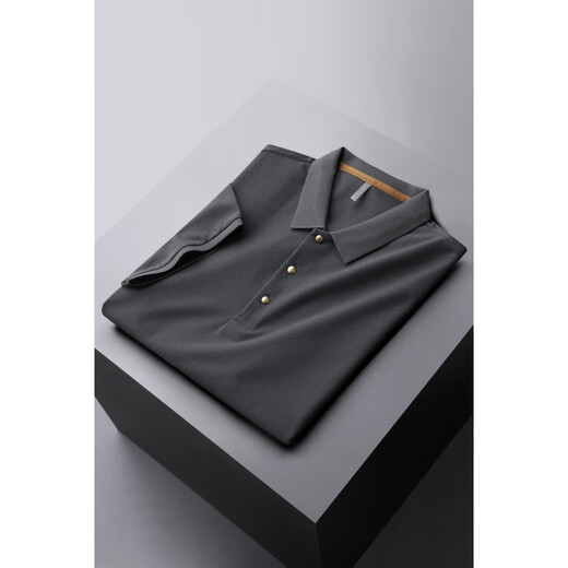 Dances with Wolves (DANCING WOLVES) high-end light luxury short-sleeved polo shirt men's light business ice silk lapel T-shirt single breathable shirt collar white L