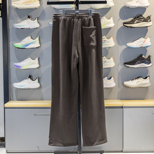 Li-Ning sweatpants men's 2025 winter Jimmy Butler straight plus velvet warm loose sweatpants AKLVA99 black and brown AKLVA99-1 M