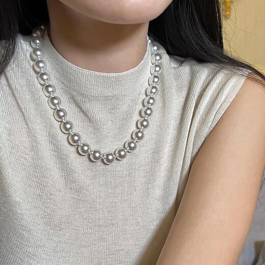 Ni Ni's same classic white Australian white pearl necklace high-end light luxury sweater 12mm pearls/approx. 45cm