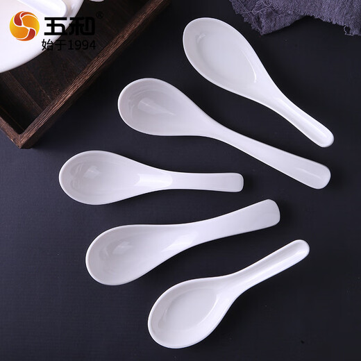 Wuhe sterilizer special melamine tableware white spoon imitation porcelain tableware wholesale hotel home catering fast food hall 50 special spoons for sterilizer