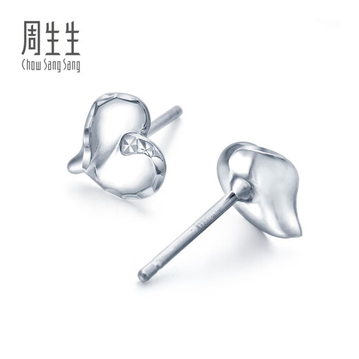 Chow Sang Sang Pt950 platinum heart-shaped earrings white gold earrings 86385E Pricing