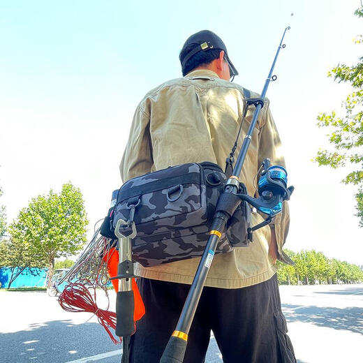 CLCEY Bait Box Special Storage Bag for Fishing Lures Waist Bag Can Be Cross-Body Shoulder Waterproof Bag Large Capacity Fishing Rod Bag Camouflage Naked Bag + 1 Medium Bait Box See Details Page No. 1 for Differences