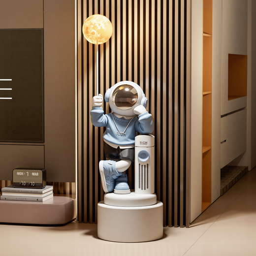 BHM Astronaut Large Ornament Floor-standing Audio Living Room Ornament TV Cabinet Sofa Decoration Housewarming Gift Blue Astronaut Total Height 127cm + Bluetooth Speaker + 16 Color Lights + Piggy Bank