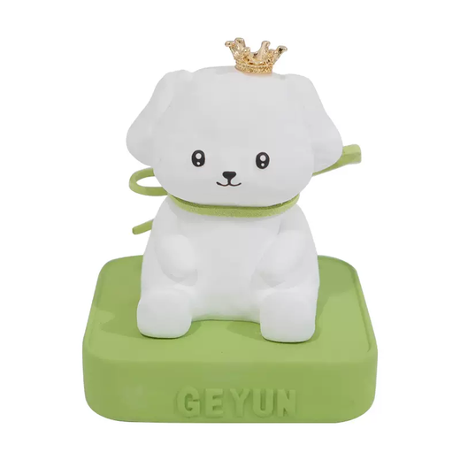 Yusenyi Cute Puppy Car Perfume Car Ornament Car Center Console Decoration Fireless Aromatherapy Diffusing Stone Gift for Women Bow Crown Puppy Ornament Free Perfume 1g