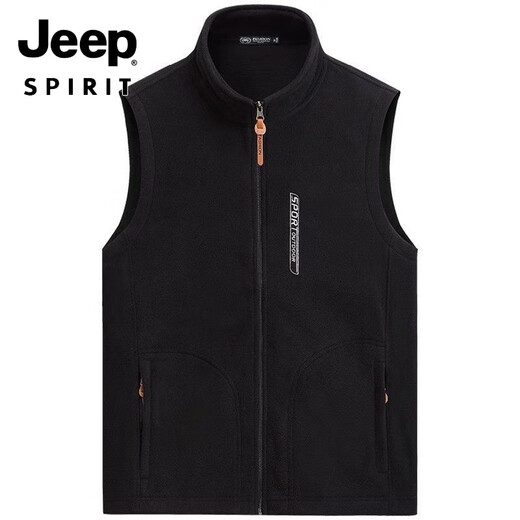 JEEP SPIRIT winter polar fleece vest jacket men's loose velvet sleeveless sweatshirt velvet vest outdoor vest fleece high-end gray regular style vest XL (90Jin Jin equals 0.5kg -110Jin Jin equals 0.5kg)