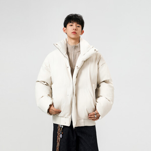 OEMG thickened leather and cotton clothing for men in autumn and winter trendy brand warm tops jackets with stand collar American retro versatile jacket gray high quality 3XL recommended 150-170Jin Jin equals 0.5 kg