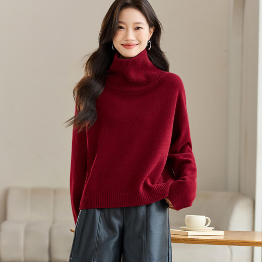 Shexi (Srcr) 365g thickened 100% wool sweater for women autumn and winter loose knitted base layer