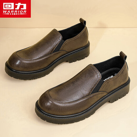 Pull back men's leather shoes 2025 autumn and winter new style slip-on soft sole men's business casual formal shoes brown 40