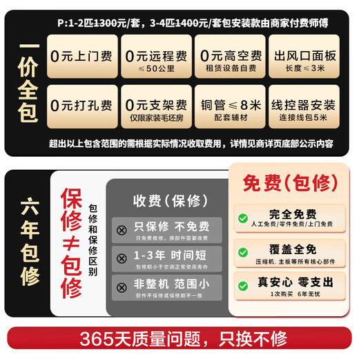 Chigo central air conditioning duct machine, large 1.5 HP - 2/3p first-level variable frequency heating and cooling, new energy efficiency, hidden living room, bedroom, embedded ceiling household air conditioner, large 3 HP, first level energy efficiency, one-price all-inclusive, variable frequency duct machine, double row Meizhi