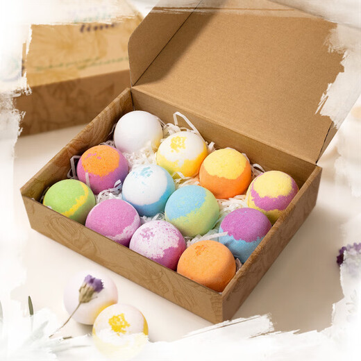 Bath salt ball set, explosive essential oil bath ball, bath ball 12 pieces, Valentine's Day gift, dried flower bubble bath ball, mixed color bubble bath ball set, 60g*12 pieces *1 set