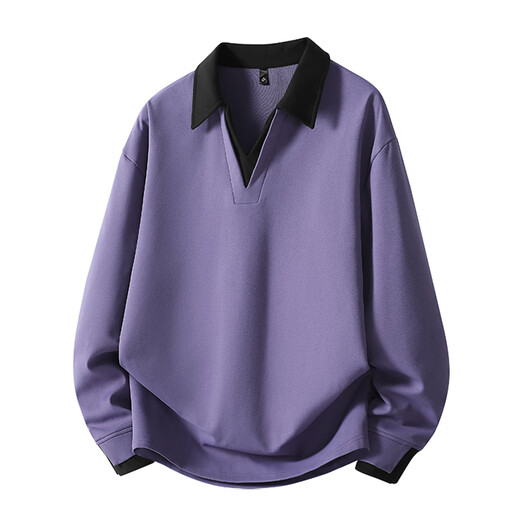 Catman American lapel color-blocked long-sleeved sweatshirt for men 2025 autumn and winter new loose casual fake two-piece top black 2XL