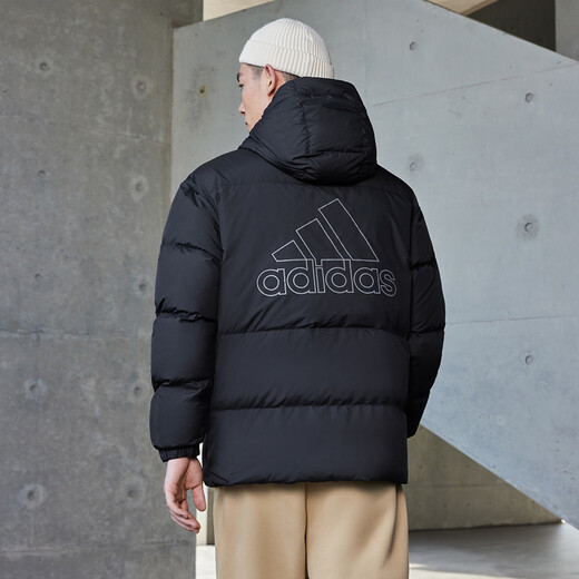 Adidas wasserabweisende, spritzwassergeschützte, winddichte und warme Entendaunen-Daunenjacke für Damen und Herren, Adidas offiziell schwarz M