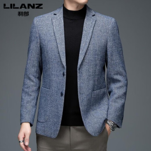 Lilan Men's Woolen Suit Autumn and Winter Business Casual Small Suit Men's Casual Short Trendy Woolen Jacket 210 Gray Brown M 170