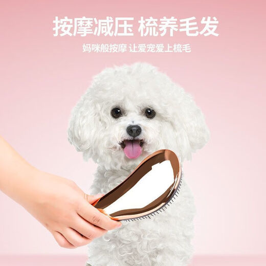 Dog comb, Teddy comb, special pet massage comb, fluffy small dog hair cleaning artifact, pet massage comb, green lotus purple + rose gold