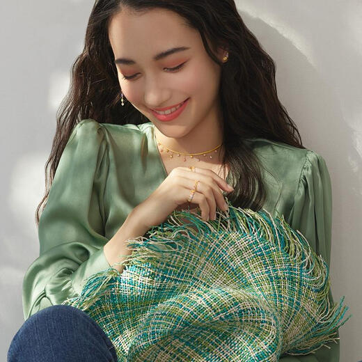 AHKAH women's earrings are exquisite, elegant, gorgeous and fashionable 18K gold pink tourmaline tanzanite date commuting picture color