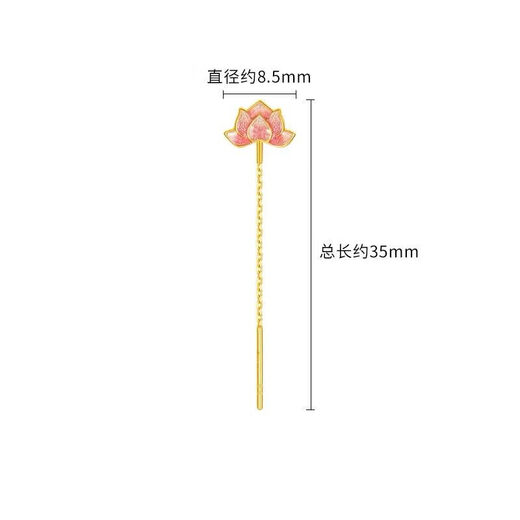 Wanke old phoenix flower rhyme yellow 18K gold ear wire color gold lotus lotus leaf lotus leaf earrings earrings gift for women