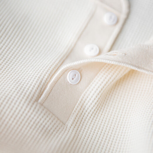 Maden workwear American retro heavyweight waffle henley shirt Ami khaki inner bottoming long-sleeved T-shirt men's spring off-white S