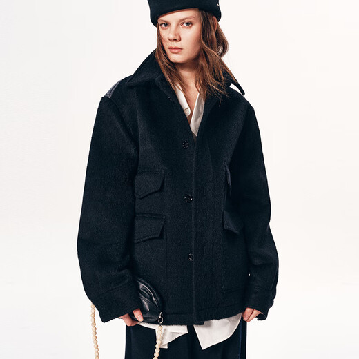 IN YASAKO Letters from the Desert Shirt-style safari style retro camel velvet jacket short jacket jazz black (pre-sale) S