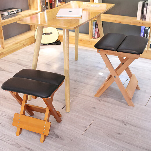 Original Zen Soft Foldable Chanrou Stool Solid Wood Medium Chair Yoga Pilates Practice Stool Petal Cushion Zen Kneading Pine Wood Medium Chanrou Stool Strong and Durable