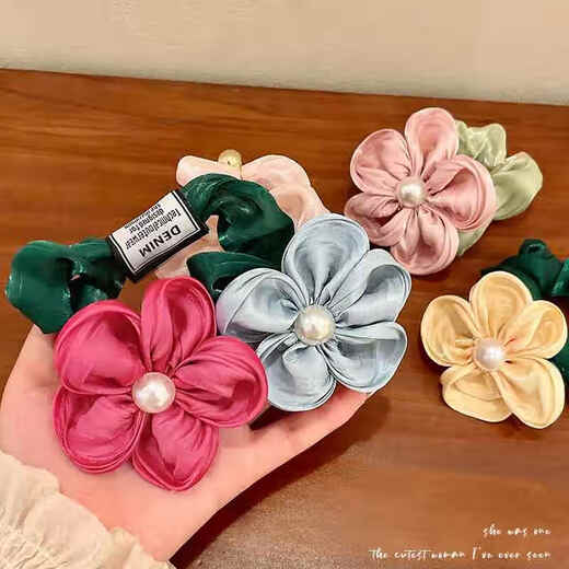 Garnbesen large intestine hair tie for girls Internet celebrity 2025 new hair rope, beautiful hair accessories, flower headband, flower headband, pink peach blossom hair tie, 1 piece
