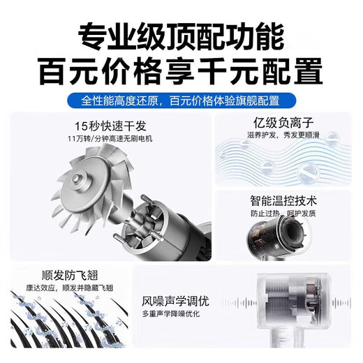 Dyson (DYSON) series of the same negative ion hair care high-speed leafless hair dryer is equipped with a household silent negative ion high-power hair dryer that does not damage the hair. Rose red - single nozzle 5 billion moisturizing negative ions