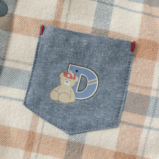 DAVE&BELLA children's quilted shirt winter new style boys' cotton clothes baby boy's warm top casual children's shirt plaid ready stock 110 cm (recommended height 100-110cm)