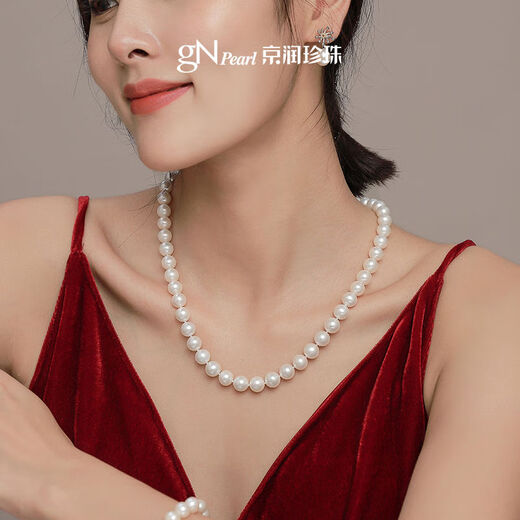 Pearl first perfect round high intensity freshwater pearl necklace temperament jewelry official women's P 7 o'clock 3-8 o'clock 3mm42cm925 stick buckle