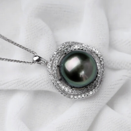 Yuebu Tahitian black pearl pendant S925 silver large point single pearl pendant young clavicle chain for wife 12