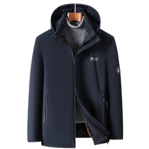 Armani Armani luxury daddy cotton coat jacket middle-aged men 2024 winter velvet thickened hooded cotton coat Armani 9891 black velvet 2XL weight 130-145Jin Jin is equal to 0.5 kg