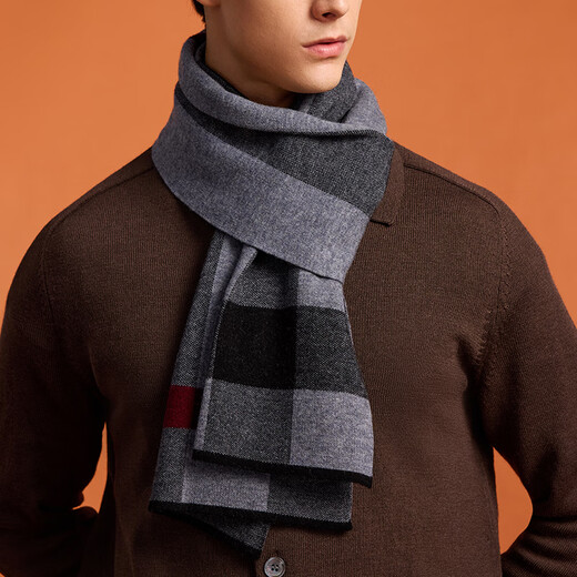 Hengyuanxiang scarf men's wool plaid autumn and winter warm scarf men's birthday gift for husband and dad Valentine's Day gift box