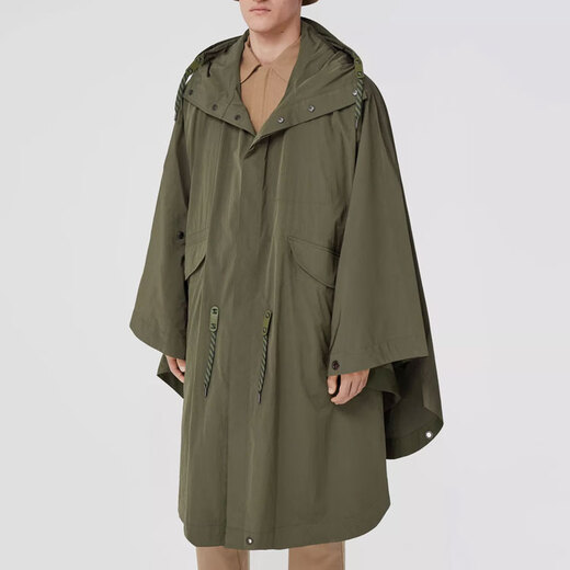 BURBERRY New Year's gift Burberry FW22 solid color single-breasted loose hooded long-sleeved windbreaker men's green green L