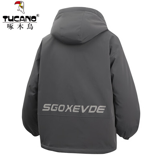 Woodpecker (TUCANO) Velvet Jacket Men's Autumn and Winter 2025 New Jacket Men's Thickened Cotton Clothes Loose Warm Cotton Jacket Coldproof Clothes 909 Gray Velvet Fashion & Warmth XL Recommended 140-160 Jin Jin equals 0.5 kg