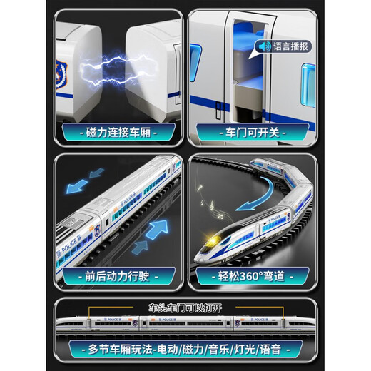 Shantou Lincun small train rail car high-speed rail Fuxing subway electric train model children's toy boy 3 to 6 years old alloy remote control gift box Fuxing double section + 480CM track official standard