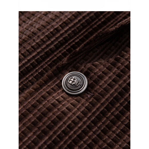 MAGIOPY luxury high-end brand men's waffle corduroy suit men's spring and autumn commuting casual gold velvet suit jacket coffee color 2XL