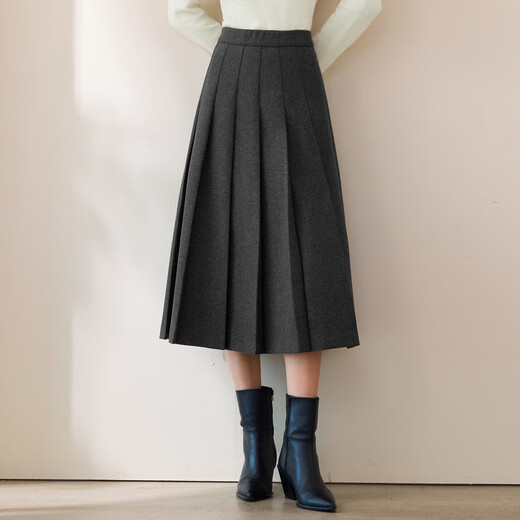 Eveli (eifini) Eveli high-quality wool pleated mid-length skirt, short skirt, slim A-line skirt, women's 2025 autumn new style, floral gray, mid-length, pre-sale XL 125-140Jin Jin is equal to 0.5 kg