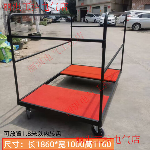 Yue Changsheng glass turntable cart frame transport cart metal storage cart hotel dining room thickened collection cart banquet transport cart extra thick 1.8 meters round table cart 6-inch large wheels