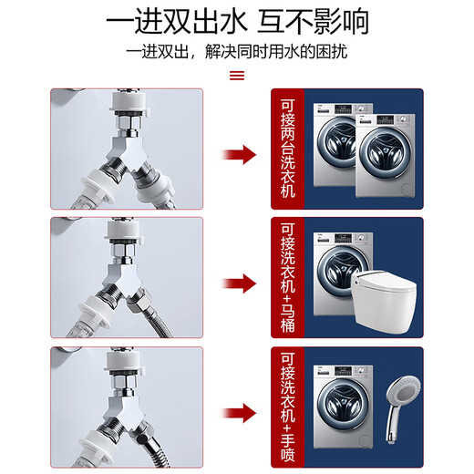 MG (MEJUE) washing machine faucet dual-use one-to-two adapter one in two out three-way joint angle valve water distributor Z-0099