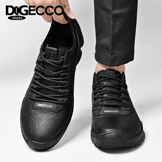 Aibotron DQG ECCO men's toe-layer cowhide spring and autumn genuine leather business casual shoes fashionable lightweight outdoor sports shoes 5515 black 42