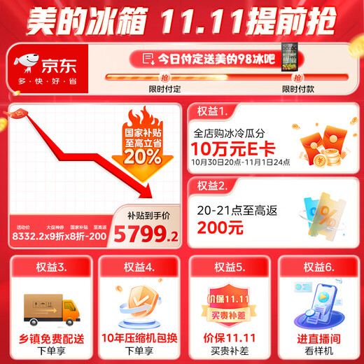 Midea M60 Machine King 550 French multi-door ultra-thin flat screen fully embedded first-level sterilization and deodorization large capacity household ice making refrigerator dual system MR-550WUFIPZE national subsidy