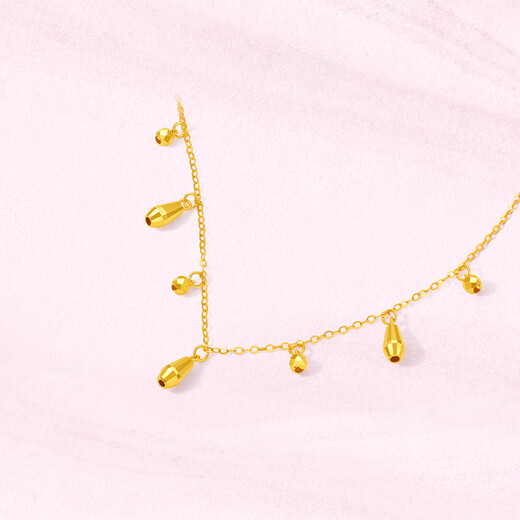 Saturday Blessing Yellow 18K Gold Necklace Women's Smart Water Drop Color Gold Necklace Birthday Gift C0622087 40+5cm