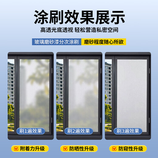 Art Stupid Water-based Glass Frosted Paint Blackout Anti-Peeping Special Bathroom Doors and Windows Bathroom Artistic Paint Tile Indoor Glaze Paint Glass Anti-Peeping Frosted Paint Upgraded Frosted Paint 500g*1 Bucket-Free Tools Can Paint 5 Square Meters