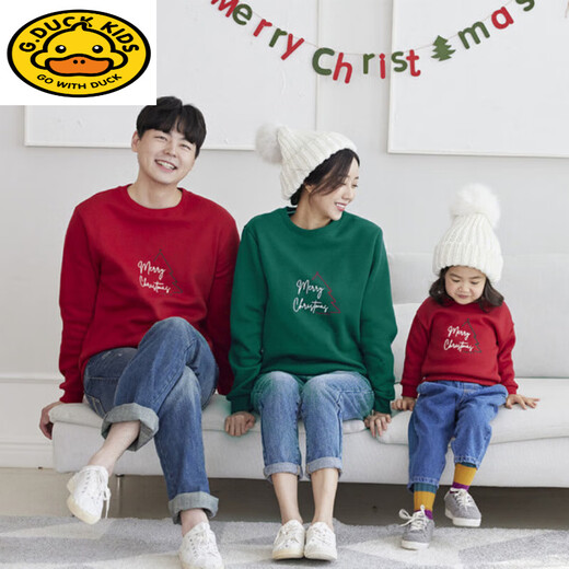 G.duck Christmas parent-child wear 2025 autumn and winter new long-sleeved round neck sweatshirt versatile children's clothing tops family wear burgundy autumn style 165 adults S