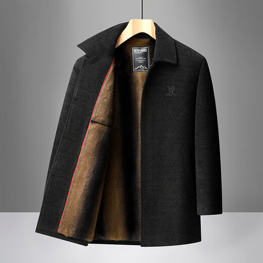 Dad's cotton coat plus velvet thickening autumn and winter middle-aged men's cotton coat woolen middle-aged and elderly grandpa chenille coat dark gray Y2524 5XL recommended 170-190Jin Jin equals 0.5 kg