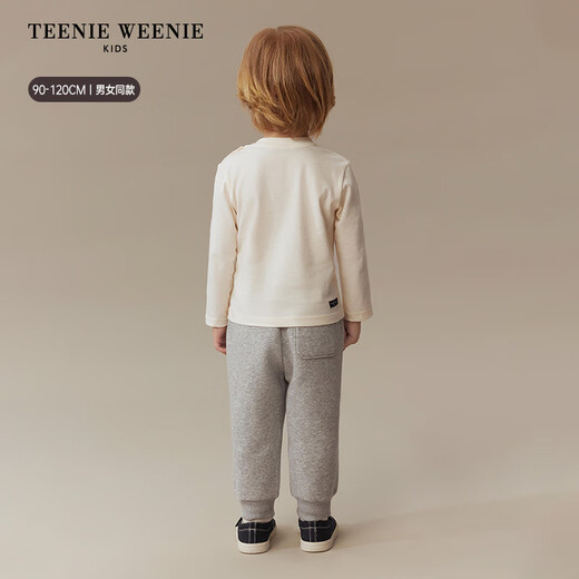 Teenie Weenie Kids 25 years new autumn men's and women's baby pure cotton printed long-sleeved T-shirt ivory white 120cm